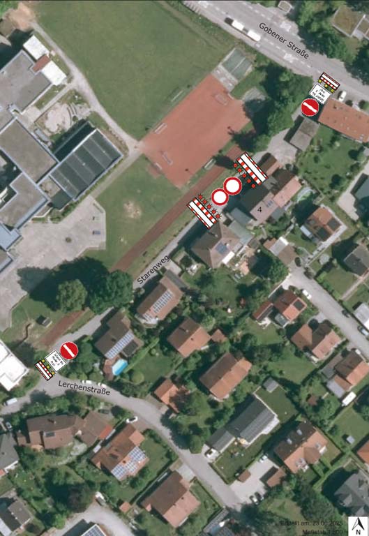 Vollsperrung Starenweg - Beschilderungsplan